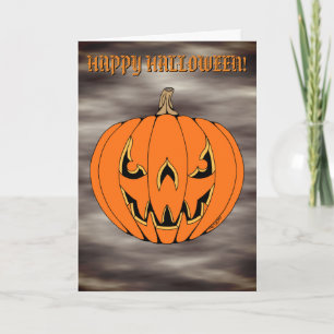 Scary Jack-o'-Lantern Halloween Design Card