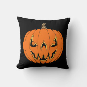Scary Jack-o'-Lantern Halloween Design Throw Pillow