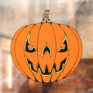Scary Jack-o'-Lantern Halloween Design Window Cling