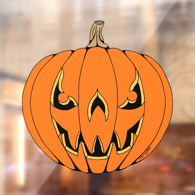 Scary Jack-o'-Lantern Halloween Design Window Cling (Sheet 2)