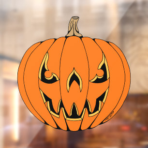 Scary Jack-o'-Lantern Halloween Design Window Cling