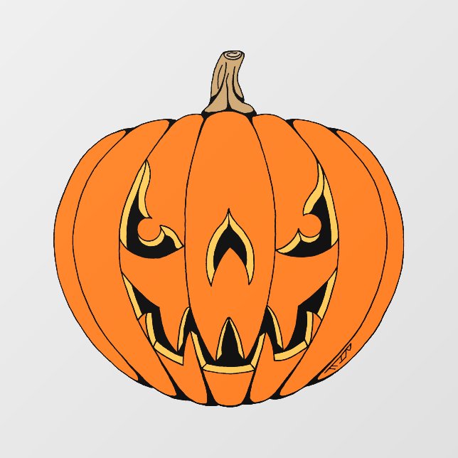 Scary Jack-o'-Lantern Halloween Design Window Cling (Sheet)