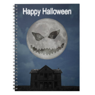 Scary Jack O Lantern Halloween Moon Notebook