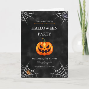 Scary Jack O' Lantern Halloween Party Card