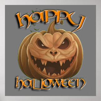 Scary Jack O Lantern Halloween Poster