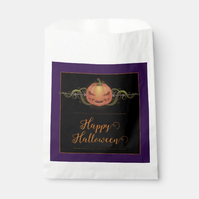 Scary Jack-o-Lantern Halloween | Purple Favour Bag (Front)