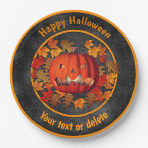 Scary Jack- O'-Lantern Personalized Halloween Paper Plate