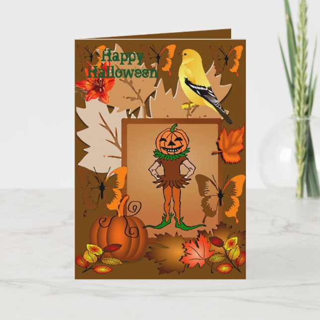 Scary Jack O Lantern Scarecrow  HalloweenCard Invitation (Front)