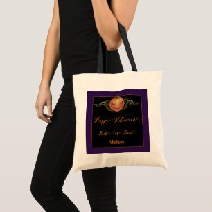 Scary Jack-o-Lantern Trick or Treat Purple Tote Bag