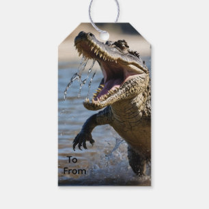 Scary Jaws: Australian Crocodile Leaping Gift Tags