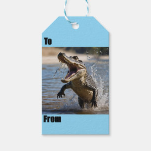 Scary Jaws: Australian Crocodile Leaping Gift Tags