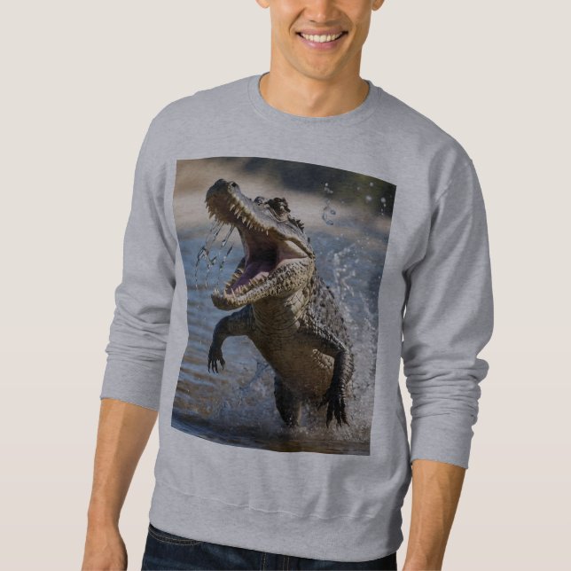 Scary Jaws: Australian Crocodile Leaping Sweatshirt (Front)