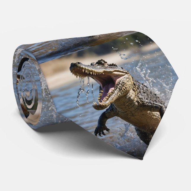 Scary Jaws: Australian Crocodile Leaping Tie (Rolled)