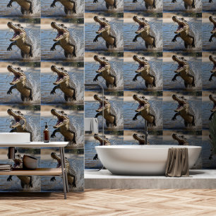 Scary Jaws: Australian Crocodile Leaping Wallpaper