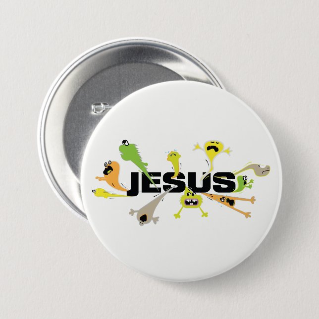 Scary Jesus (black) 3 Inch Round Button (Front & Back)