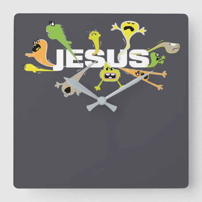 Scary Jesus Square Wall Clock (Front)