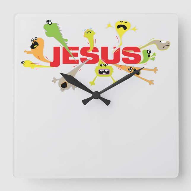 Scary Jesus Square Wall Clock (Front)