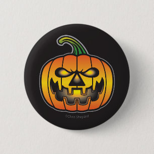 Scary Laughing Halloween Pumpkin Monster 2 Inch Round Button