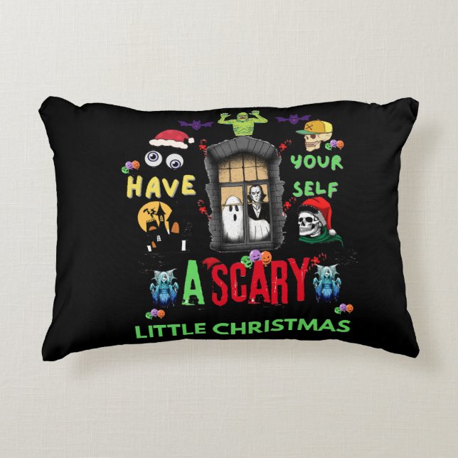 Scary Little Christmas Horror Holiday Design   Accent Pillow (Front)