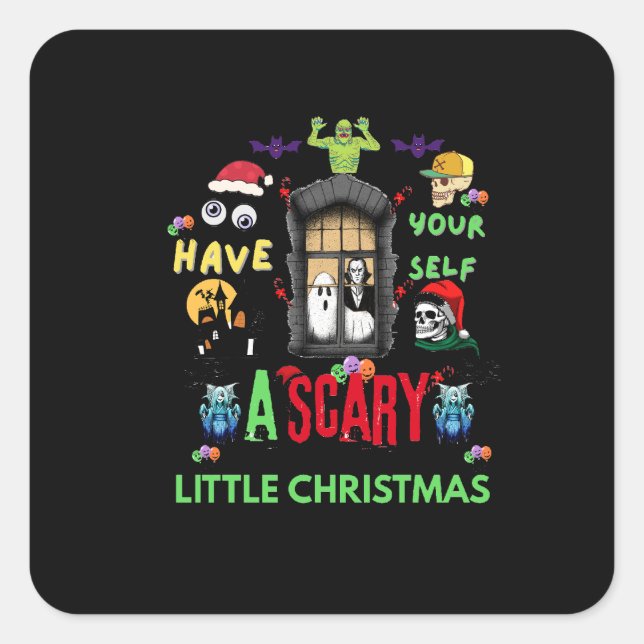 Scary Little Christmas Horror Holiday Design  Square Sticker (Front)