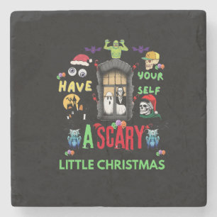 Scary Little Christmas Horror Holiday Design Stone Coaster