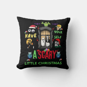 Scary Little Christmas Horror Holiday Design   Throw Pillow
