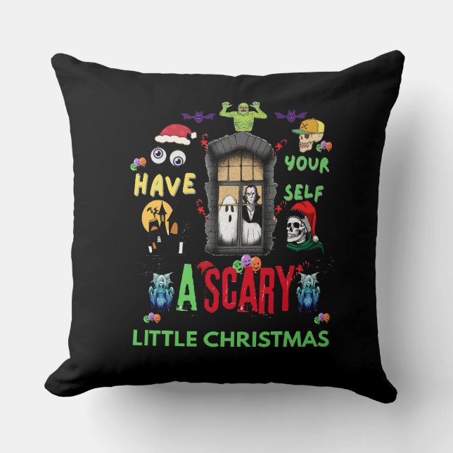Scary Little Christmas Horror Holiday Design   Throw Pillow (Front)