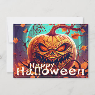 Scary Looking Orange Pumpkin with Face, Halloween