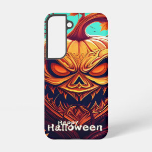 Scary Looking Orange Pumpkin with Face, Halloween  Samsung Galaxy Case