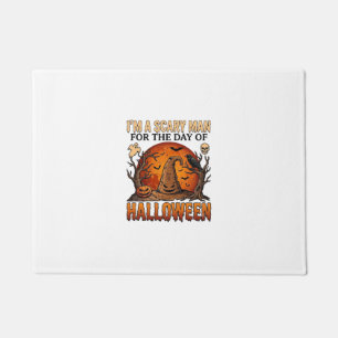 Scary Man Halloween Witch Hat Blood Moon Pumpkin_1 Doormat