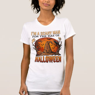Scary Man Halloween Witch Hat Blood Moon Pumpkin_1 T-Shirt