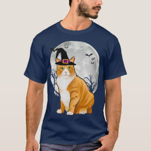 Scary Manx Cat Witch Hat Halloween T-Shirt