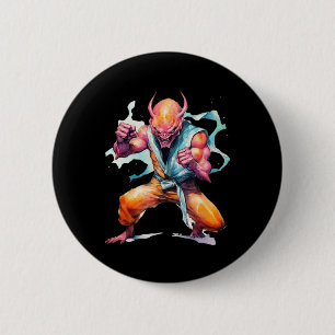 Scary Martial Arts Fighter Karate Boxer Comt Kung  2 Inch Round Button