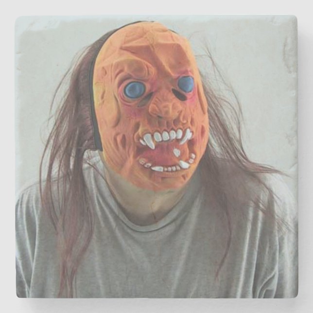 Scary Mask Stone Coaster (Front)