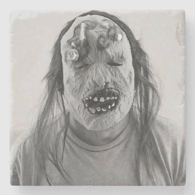 Scary Mask Stone Coaster (Front)