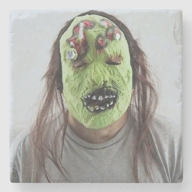 Scary Mask Stone Coaster (Front)