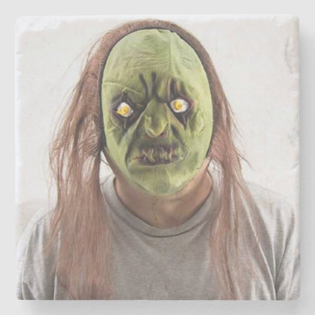 Scary Mask Stone Coaster (Front)
