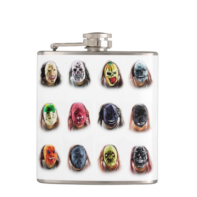 Scary Masks Hip Flask (Front)