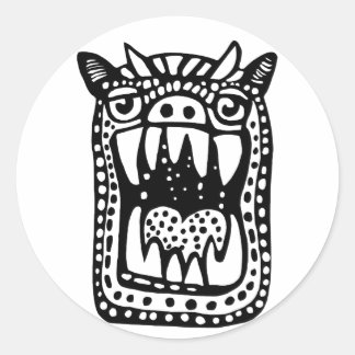 Scary Monster - Black Classic Round Sticker