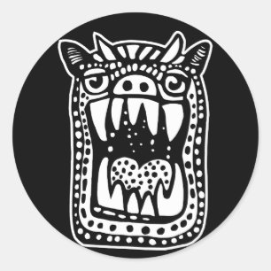 Scary Monster - Black Classic Round Sticker