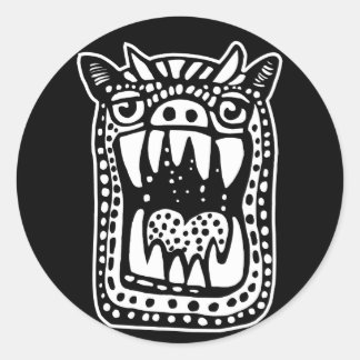 Scary Monster - Black Classic Round Sticker