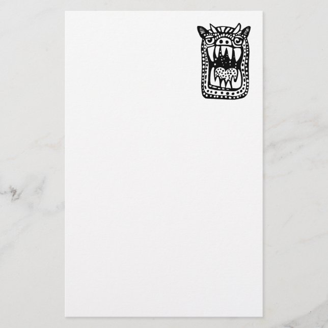 Scary Monster - Black Stationery (Front)