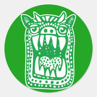 Scary Monster - Green Classic Round Sticker