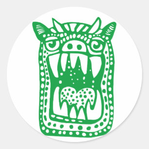 Scary Monster - Green Classic Round Sticker