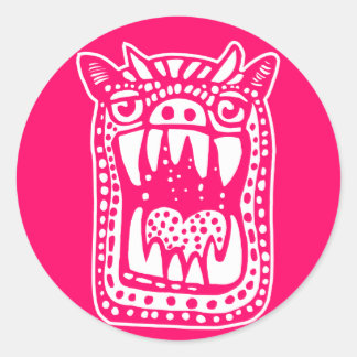 Scary Monster - Neon Red Classic Round Sticker