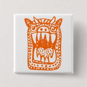 Scary Monster - Orange 2 Inch Square Button