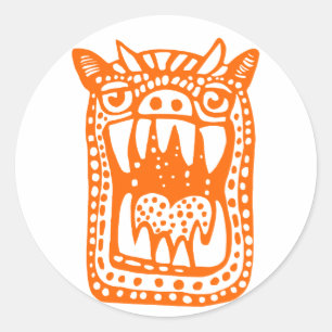 Scary Monster - Orange Classic Round Sticker