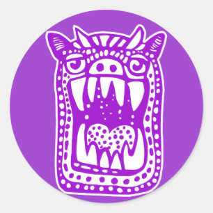 Scary Monster - Purple Classic Round Sticker