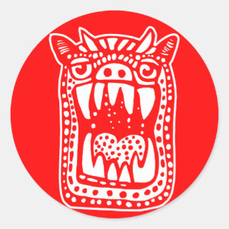 Scary Monster - Red Classic Round Sticker