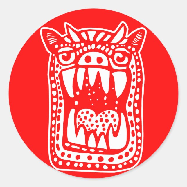 Scary Monster - Red Classic Round Sticker (Front)